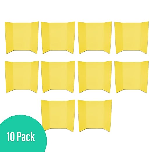 Flipside Products 36” x 48” Project Boards for Presentations, Science Fair, School Projects, Event Displays and Trifold Picture Board, Proudly Made in USA - Yellow - 10 Pack