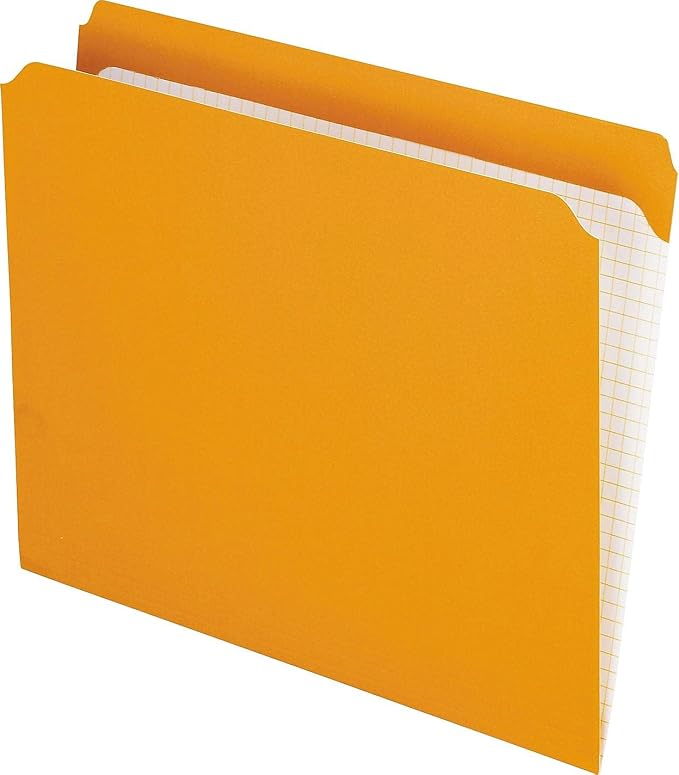 Pendaflex Color File Folders with Interior Grid, Letter Size, Orange, Straight Cut, 100/BX (R152 ORA)
