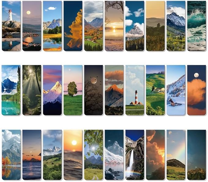 30 Pieces Bookmark, Magnetic Bookmarks for Women, Men, Book Lovers, Bookmarks Bulk for Students Teachers Reading, Natural Landscape Bookmark