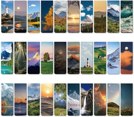 30 Pieces Bookmark, Magnetic Bookmarks for Women, Men, Book Lovers, Bookmarks Bulk for Students Teachers Reading, Natural Landscape Bookmark