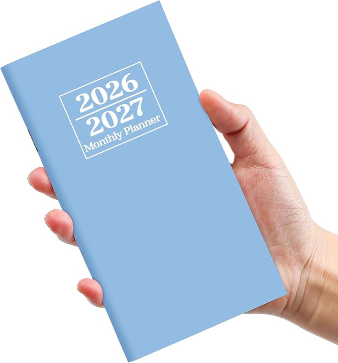 Pocket Calendar 2026-2027 for Purse, Two Year Monthly Planner Pocket Size, Jan 2026 to Dec 2027 Monthly Planner Small Size (6.5" x 3.5") - Blue