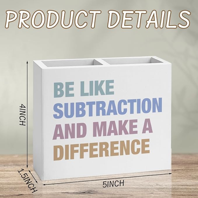 Math Teacher Pencil Holder Decor Teacher Appreciation Gifts for Office Mathematician Math Lover Gifts math Theme Wooden Organizer Vase for Office Home Desk Table