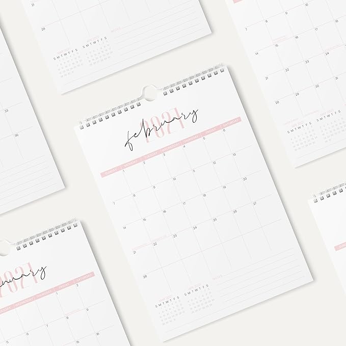 Karto Wall Calendar 2026-2027 - Vertical 11x17 inch January 2026 to June 2027 - Boost Your Productivity and Easy Planning with the Aesthetic Monthly Calendar - Two Font Pink