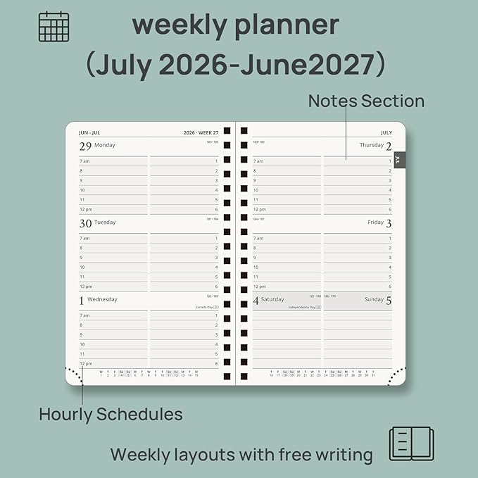 POPRUN Pocket calendar 2026-2027,pocket planner Jul 2026-Jan 2027, 6.5" x 3.5" Small Planner for Purse,Inner-pocket Weekly Planners with Hardcover, Tabs, Ruler, Pen Loop ,Unisex Weekly Planners for Organizing and Office - Orange