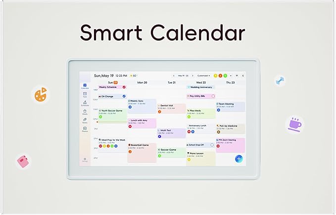 Smart Digital Calendar 15.6-inch Wall Planner & Family Organizer – Touchscreen Chore Chart, Meal & Task Scheduler – Easy Wi-Fi Sync – No Subscription – Home & Office Display (Snow White Frame)