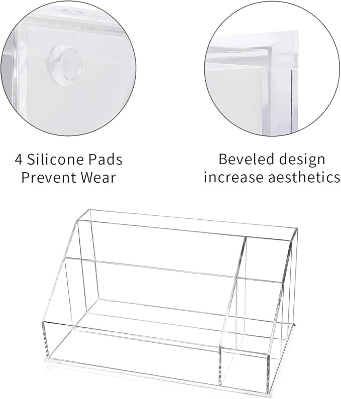 YestBuy Acrylic Desk Organizer, Clear Desk Paper Tray Organizer with Sorter, Vanity Makeup Organizer, Clear Cosmetic eyeshadow palette Holder Perfect for Home and Office
