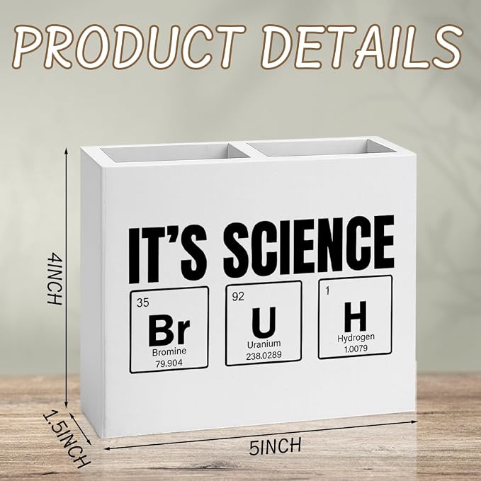 Science Pencil Holder Decor Chemistry Teacher Gifts Chemical Theme Wooden Organizer Vase for Office Home Desk Table Teacher Appreciation Gifts for Office