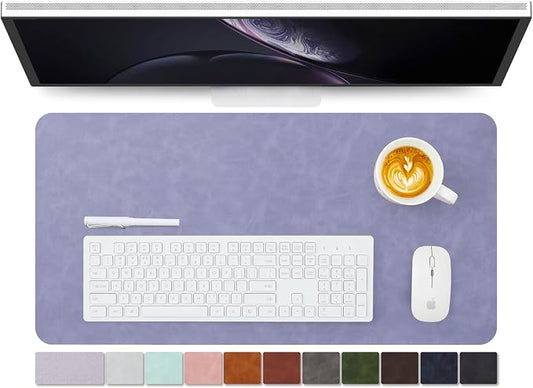 Distressed Leather Desk Mat - Non-Slip PU Desk Pad for Office and Home - Desk Organization and Accessories - Ideal for Large Mouse Pad and Desk Mats on Top of Desks(Lavender,27.6"x 13.8")