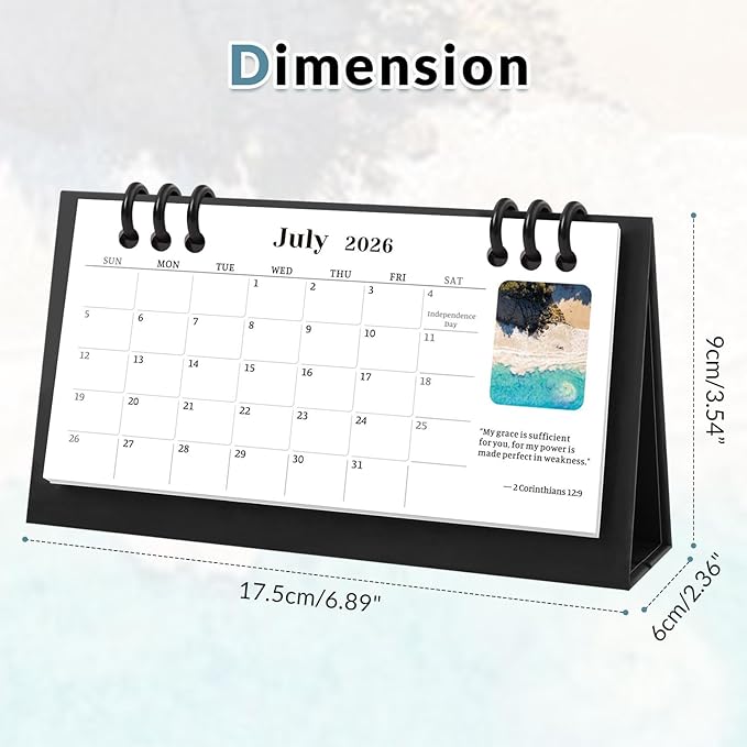 KONVINIT Desk Calendar 2026-2027, 6.3" x 3.1", Bible Verse Desk Calendar 2026 - Runs From January 2026 Until June 2027, 18 Months Mini Desktop Calendar for School, Home and Office Supplies