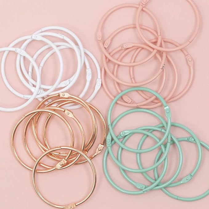 Craftelier - Set of 6 Metal Binding Rings for Scrapbooking, Card Making and Other Craft Projects | Rings for Photo Albums, Notebooks or Diaries | Size Ø 60 mm - Turquoise Colour