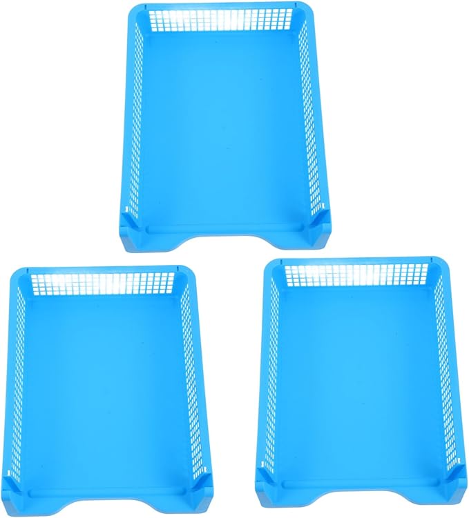 VILLCASE 3pcs Plastic Desktop Storage Organizer Stackable Office Trays Letter Trays for Classroom and Office