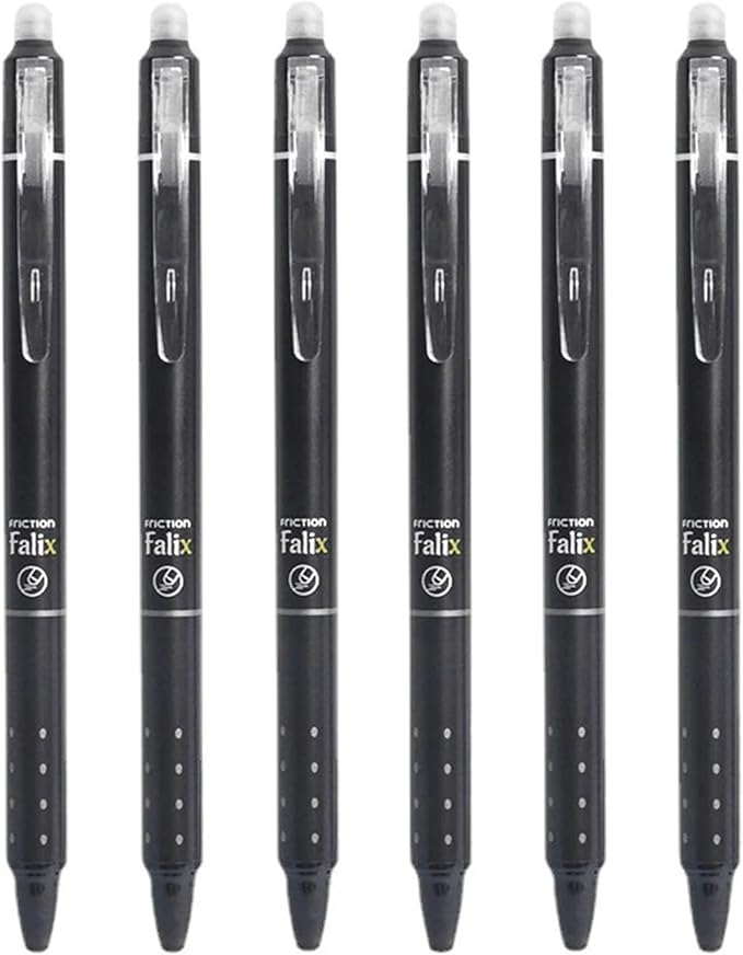 MOZXIRZ Erasable Gel Ink Pens Erasable Retractable Pens 0.5mm Black Blue Ink Smooth Writing Pen Office Supplies School Office Pen for Women Men Girls Boys (Black Ink-6Pcs)