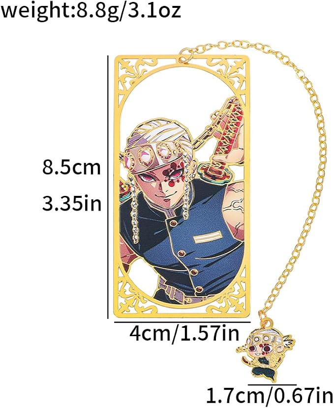 Demon Kamado Bookmark Page Mark, Anime Tanjiron Zenitsu Giyuu Kyoujurou Figure Reading Tool, Stationery Gifts for Reading Lovers Bookworm (Style D)