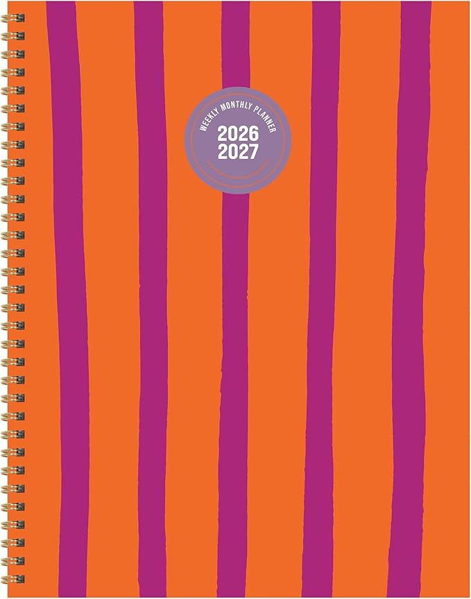 TF Publishing July 2026 - June 2027 Statement Stripe Large Weekly Monthly Planner - 12 Month Academic Planner 2026-2027 with Durable Cover, Thick Uncoated Paper, and Planning Stickers - 9in x 11in