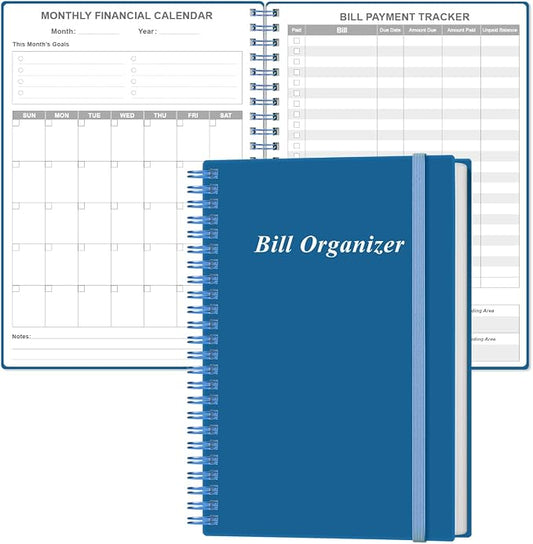 Bill Organizer - Monthly Bill Payment for Personal Budgeting Financial, Payments Checklist Organizer, 5.8" x 8.5", Blue