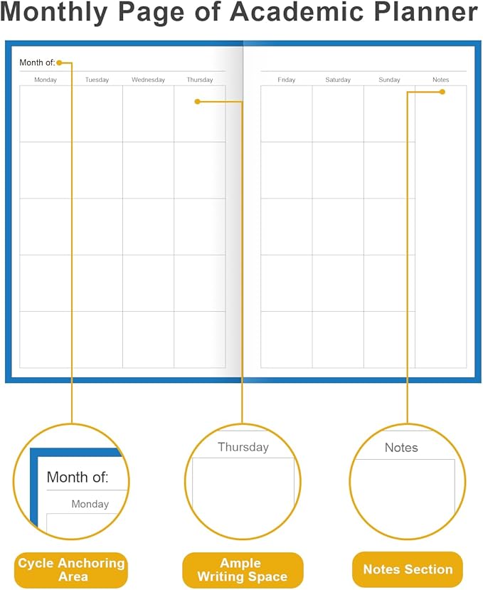 Academic Planner for 2026-2027 or Anytime – 5.8" x 8.5" Undated Weekly Student Planner For Homeschool, High School, College & Nursing Students, 200 Pages, Blue