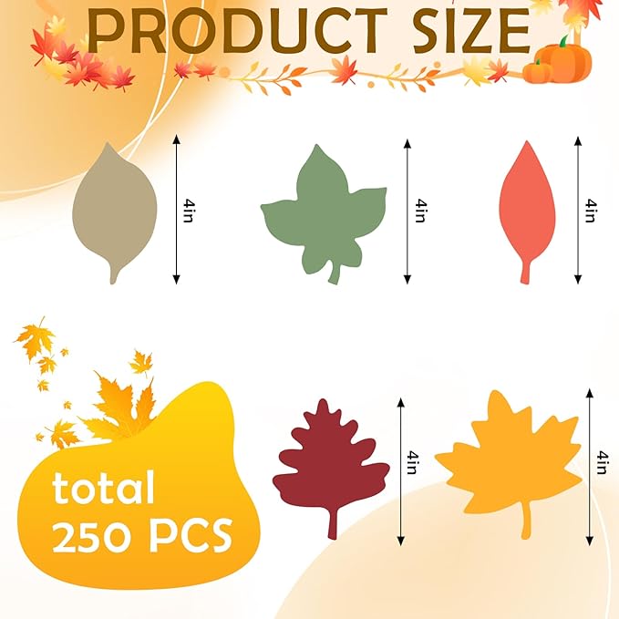 Hillban 125 Pcs Paper Fall Leaves Die Cuts Bulk Autumn Leaf Cutout Thanksgiving Autumn Leave Decor Multicolor Mixed Leaves for Fall Bulletin Board and Craft Projects Party Decor (4 Inches)