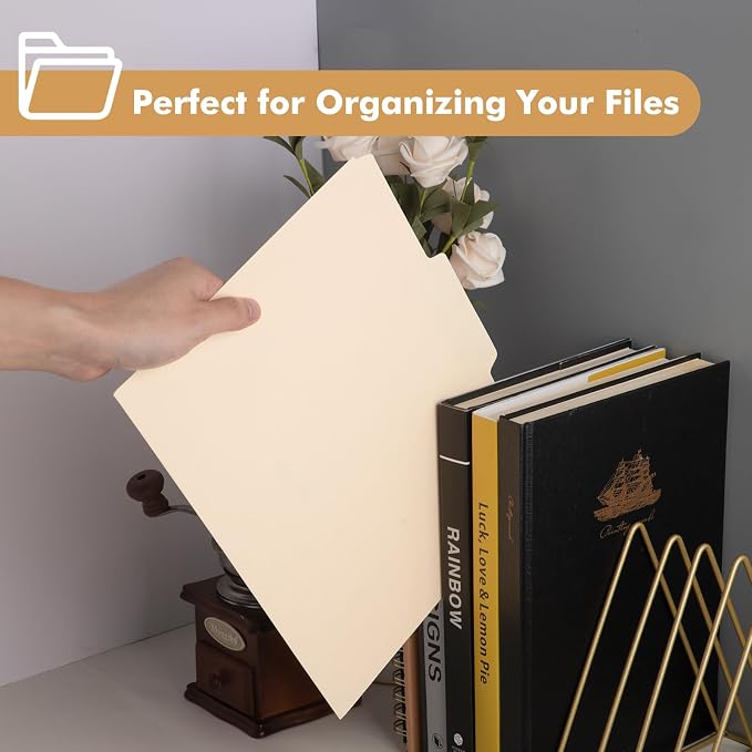 Manila File Folder, 1/3-Cut Tab, Letter Size, Manila Folders with Tab, 100 per Box