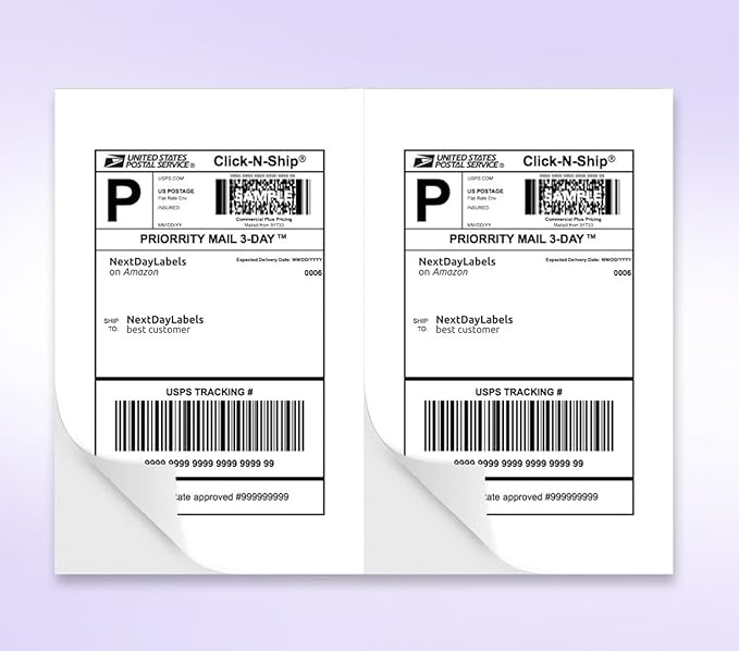 NextDayLabels 8.5x5.5 Half Sheet Stickers White Blank Labels for Laser Inkjet Printer - 2 Per Page Self-Adhesive Shipping Packaging Product Made in USA - 2000 Labels