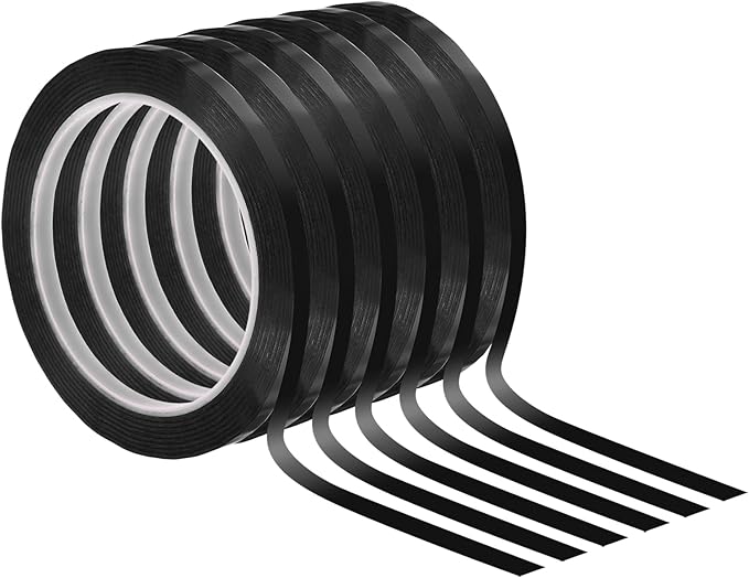 PATIKIL 1/4" Whiteboard Tape, 6 Pack Thin Dry Erase Tape for Graphic Chart Marking DIY Art, Black