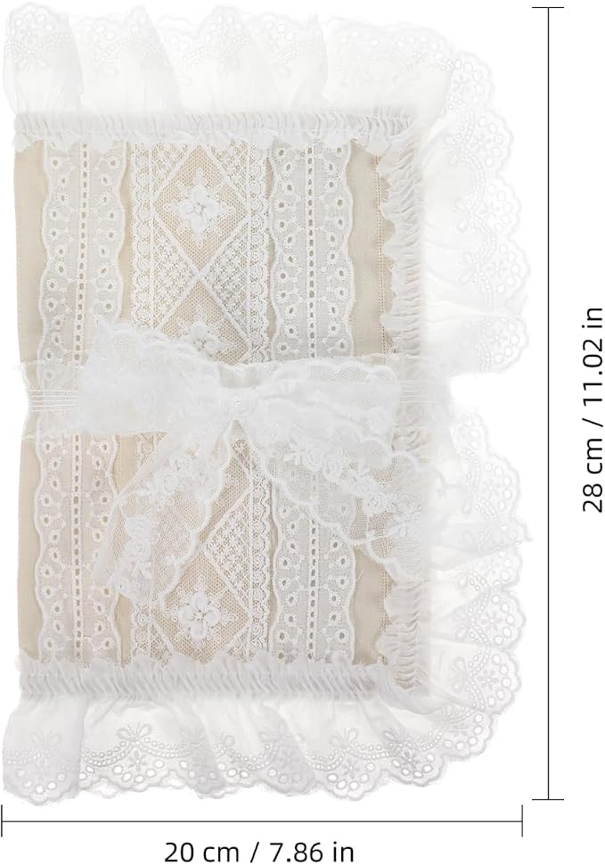 Tofficu Fabric Book Cover with Lace Trim and Bow, A5 (5.9 x 8.3'') Vintage Cloth Book Sleeve Protector for Paperbacks, Notebooks, Bible and Planners, Aesthetic Reusable Wrap for Reading Lovers, Beige
