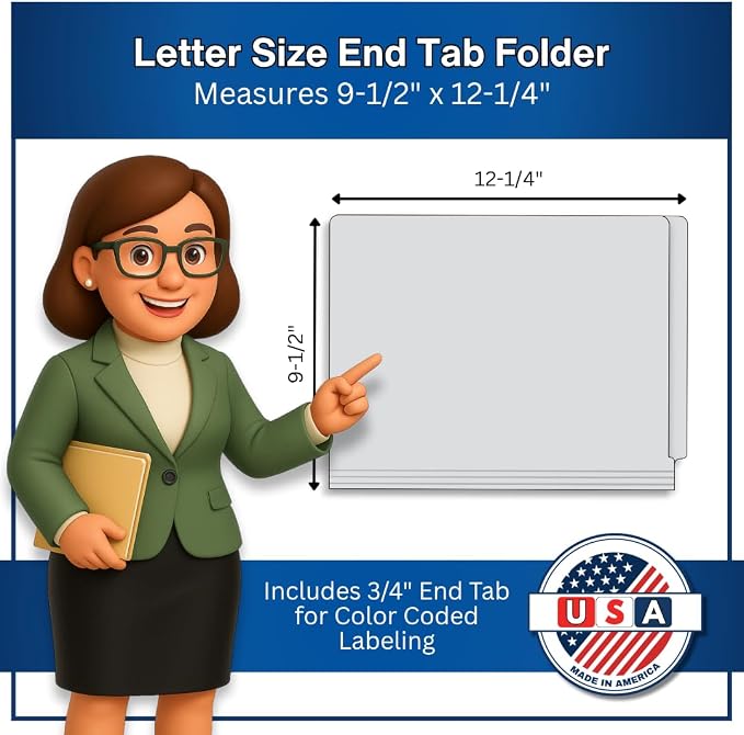 Gray File Folders, Doctor Stuff, Letter Size Reinforced End Tab Folder, 14 pt Stock, Box of 50