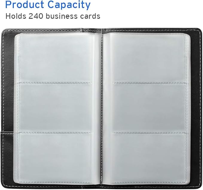 Sooez Leather Professional Business Card Book Holder Organizer, 240 Capacity Credit Card Booklet, PU Name Cards Holder Storage File for Men Women, Pink