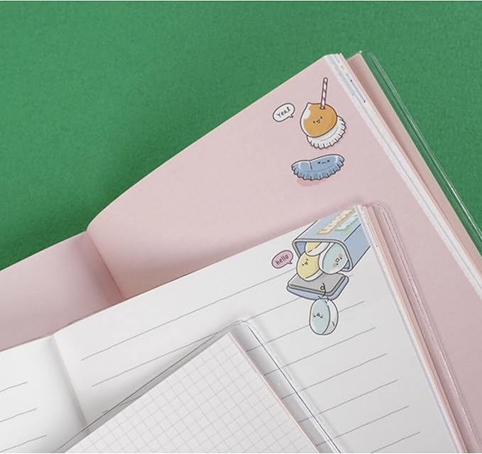 Kawaii Mini Korean Weekly Undated Planner + 1 dalgaru sticker sheet - 128 pages, Soft PVC Cover Cute Small stationery for school, academic, teens, women, girls (Cookie Dough (Blue))