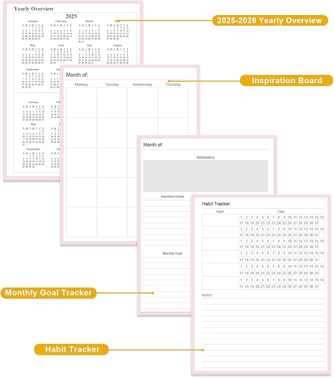 Academic Planner for 2026-2027 or Anytime – 8.5" x 11" Undated Weekly Student Planner For Homeschool, High School, College & Nursing Students, 200 Pages, Pink
