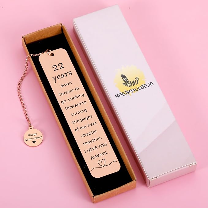 22 Year Anniversary Copper Gifts for Him/Her, 22th Wedding Anniversary for Wife Husband - Copper Anniversary Bookmark for Women Men Couple