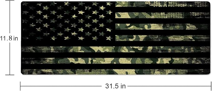 Large Mouse Pad, Desk Mat, Gaming Mouse Pad, XL Mouse Pad for Desk, Desk Pad for Keyboard Mice, Desk Matt for Desktop, Extended Long Mousepad Thin, 31.5 x 11.8 Inch American Flag with Camouflage