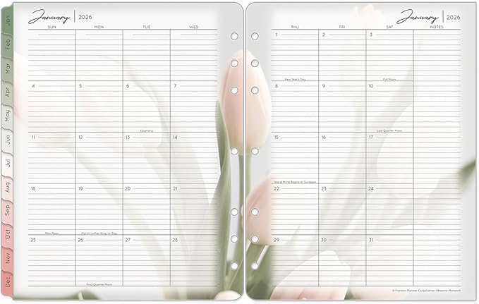 FranklinCovey - Blooms Planner Refill | Two Pages Per Day Ring-Bound (Monarch, Jan 2026 - Dec 2026)