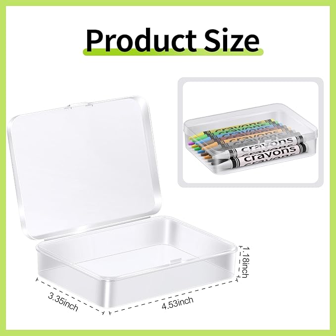 30 Pcs Plastic Crayon Box with Hinged Lid Clear Storage Containers Crayon Case for School Classroom Supplies (Clear)