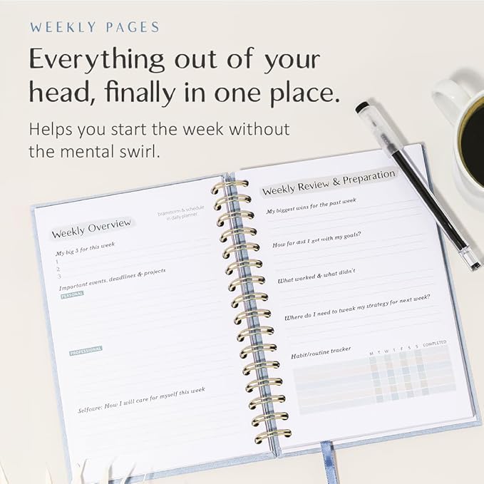 The ADHD Planner - Undated Daily Weekly Schedule Organizer Journal for Disorganized People - Habit Tracker Record Emotions & Mood - Academic Goals - Structure & Focus for Adults Brains (Spiral)