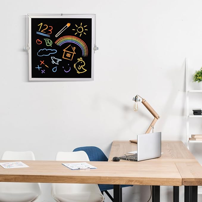 Small Magnetic Chalk Board Easel 10"X10", Double-Sided Tabletop & Wall Hanging Chalkboard with 4 Chalks & Eraser, Desktop Mini Black Board Sign for Office Desk Home Menu and School