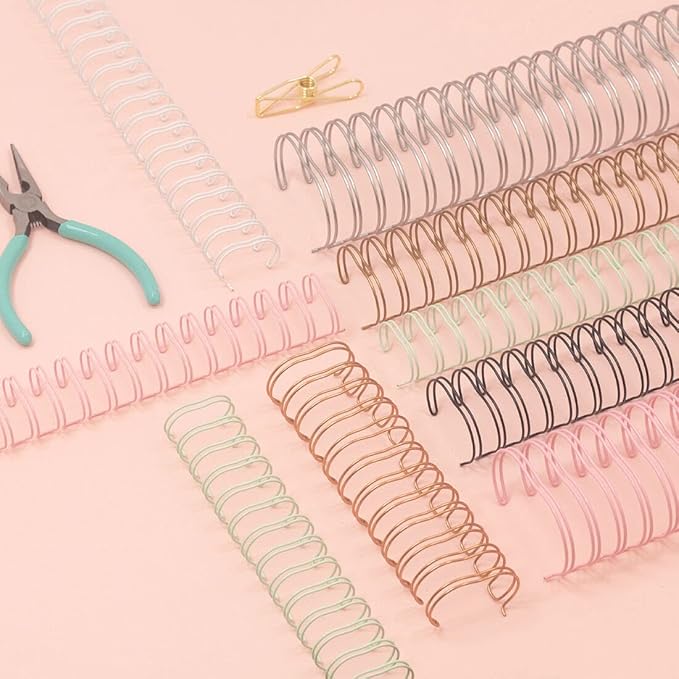 Craftelier - Set of 2 Double Ring Spiral Binders for Albums, Notebooks, Diaries or Calendars | Ideal for Scrapbooking and Other Crafting Projects | Ø 2.54 cm (1") - Bronze Colour