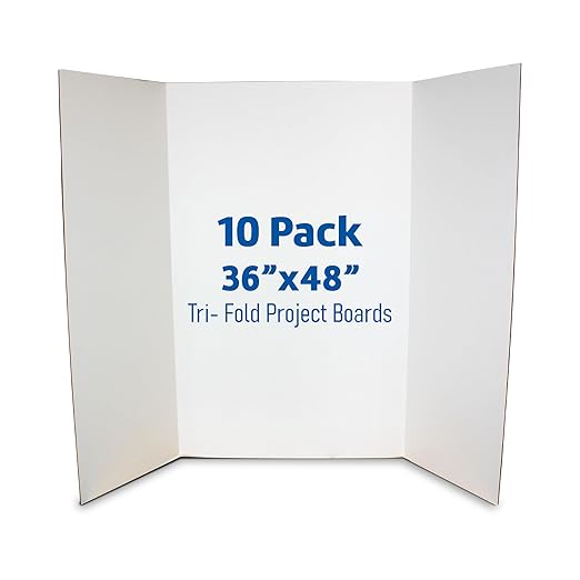 Flipside Products 36” x 48” Project Boards for Presentations, Science Fair, School Projects, Event Displays and Trifold Picture Board, Proudly Made in USA - Clay White - 10 Pack