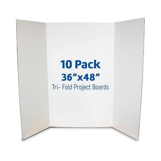 Flipside Products 36” x 48” Project Boards for Presentations, Science Fair, School Projects, Event Displays and Trifold Picture Board, Proudly Made in USA - Clay White - 10 Pack