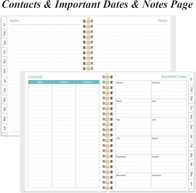 2026-2027 Planner - Planner 2026-2027 from July 2026 to June 2027, Weekly & Monthly Planners Spiral Bound with 12 Monthly Tabs, Inner Pocket, 6.4" x 8.5", Beige