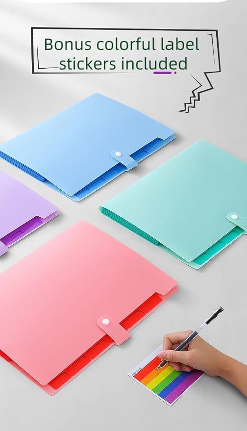 Pink Accordion File Folder,8 Pockets Expanding File Organize with Labels,A4 Letter Size Paper Document Receipt Organizer Accordion Filing Folder for Classroom,Home,Office