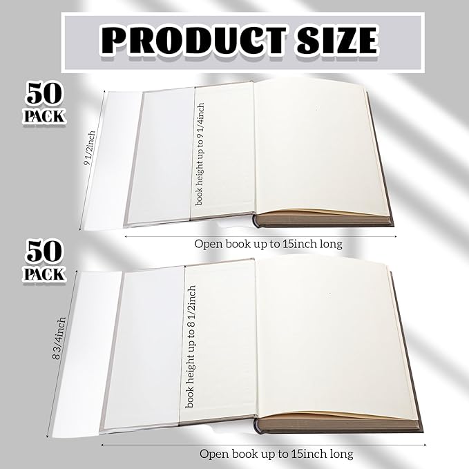ReliThick 100 Pack Adjustable Clear Book Cover for Book with 9.25 x 15+8.5 x 15, Plastic Waterproof Sleeve for Paperback, with Self Adhesive Closure, Against Dust, Wear Protector(Clear)