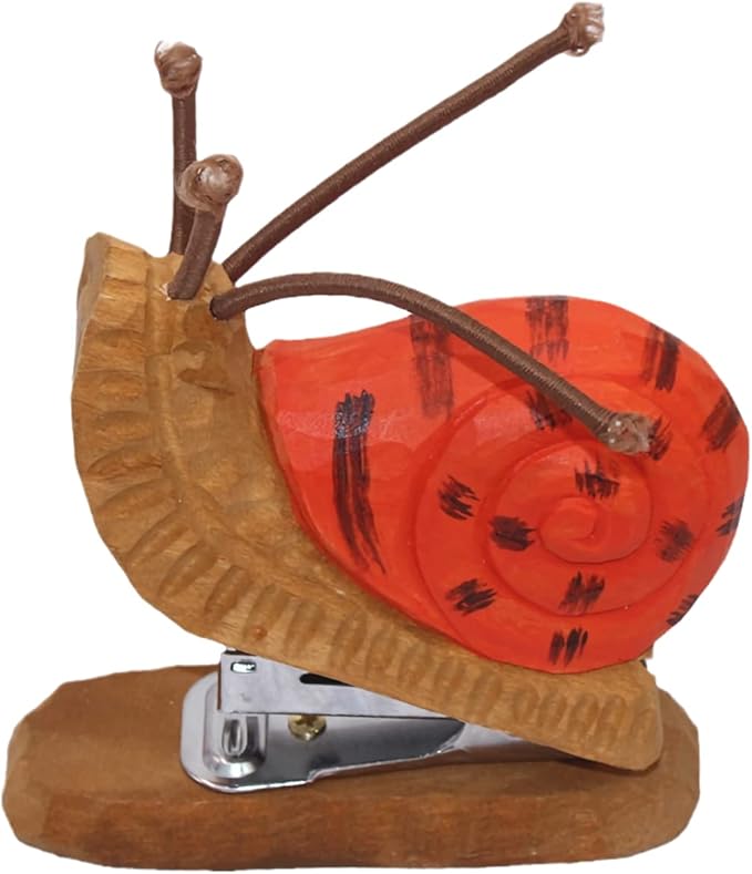 Wooden Animal Stapler, Desktop Stitcher Art Figurine Statue Sculpture Wooden Stapler for School Office Stationery (Snail)