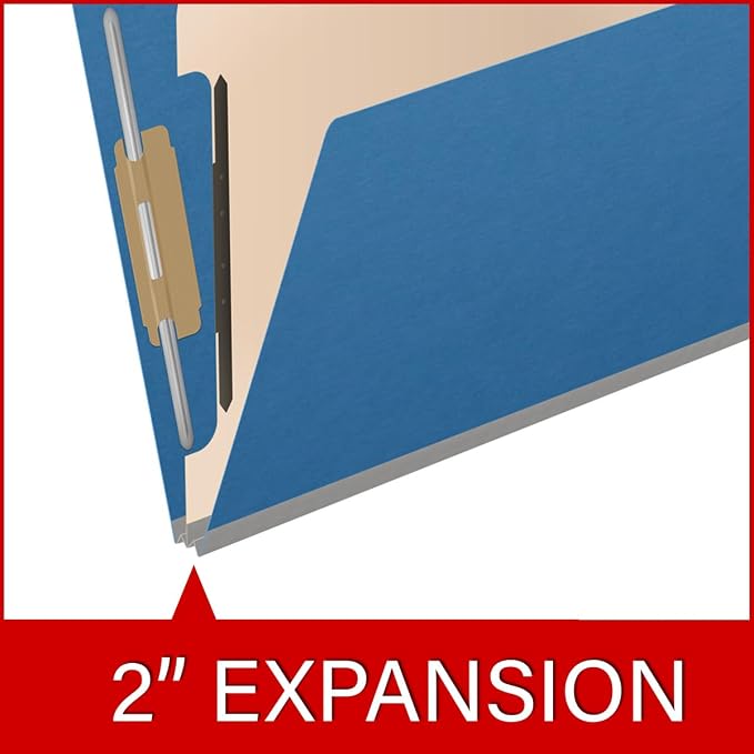 25 Pt. Pressboard Classification Folders, Full Cut End Tab, Letter Size, 1 Divider, Royal Blue (Box of 10)