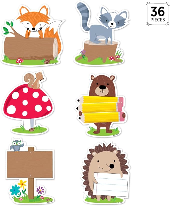 CTP Woodland Friends 6" Designer Cut-Outs, Bulletin Board Décor, Set of 36, 6” Each (Creative Teaching Press 6099)