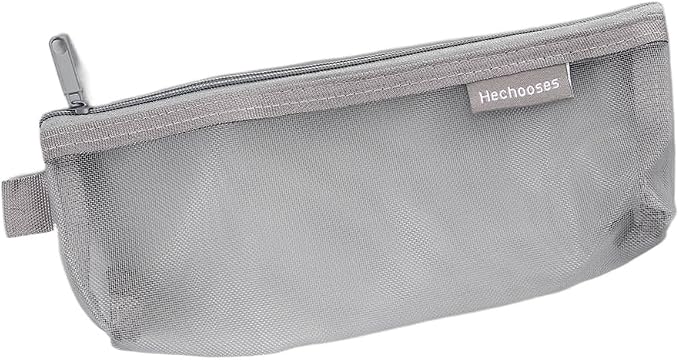 Pokinge 3Pcs Pencil Storage Mesh Pouch Transparent Net Yarn Nylon Pencil Case Portable Cosmetic Bag Stationery Organizer With Zipper For Travel