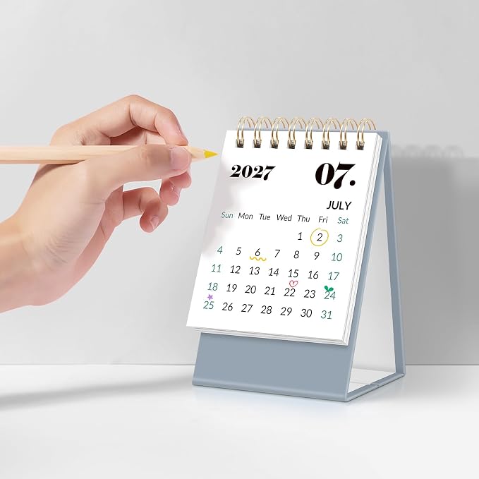 KONVINIT Small Desk Calendar 2026-2027, Grey 2026 Desk Calendar - Runs From July 2026 Until December 2027, 18 Months Mini Desktop Calendar 2026 for School, Home & Office Supplies