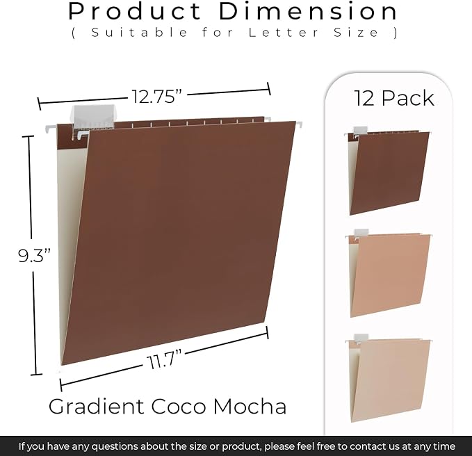 Y YOMA Hanging File Organizer, Letter Size Rose Gold Metal Desk File Crate Storage Basket for Home Office, 1 Pack, with Coco Mocha Folder Combo