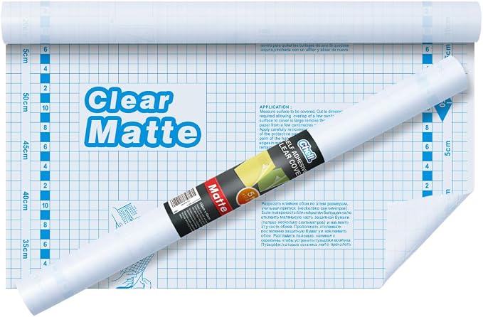 Chell Matte Clear Contact Paper Roll for Books, Crafts and Countertops, Self Adhesive Book Cover, 17.5 in x 5 ft