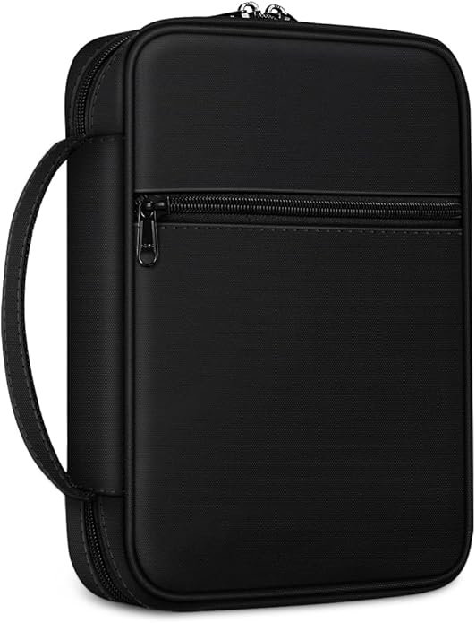 FINPAC Bible Cover Small Size Church Study Book Carrying Bag, Bible Protective Case with Handle Zippered Pocket for Men Women