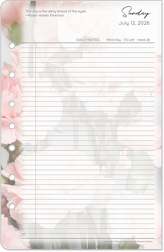 FranklinCovey - Blooms Ring-Bound Planner Refill - Two Page Per Day (Classic, Jul 2026 - Jun 2027)